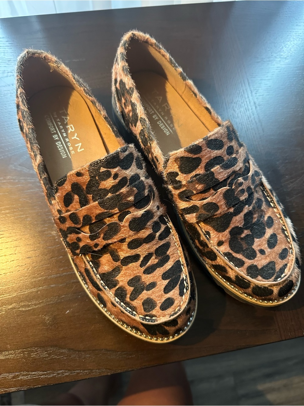 Taryn Rose Comfort By Design Leopard Haircalf Penny Loafers - Picture 2 of 6